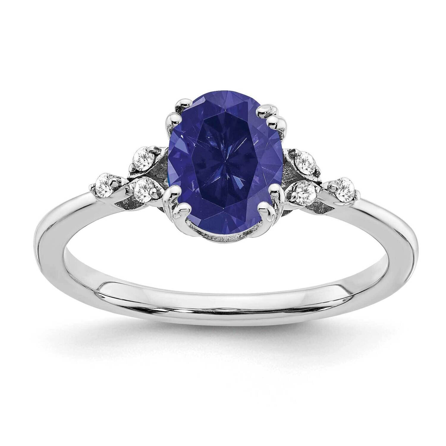 Created Sapphire Diamond Ring Sterling Silver Rhodium-Plated RM6029-CSA-006-SSA, MPN: RM6029-CSA-00…