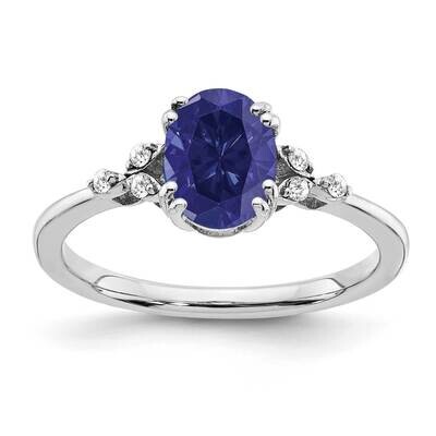 Created Sapphire Diamond Ring Sterling Silver Rhodium-Plated RM6029-CSA-006-SSA, MPN: RM6029-CSA-00…