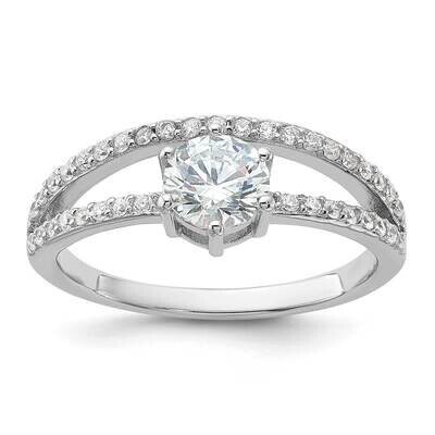 Polished CZ Double BRing Sterling Silver Rhodium-Plated QR7570, MPN: QR7570,