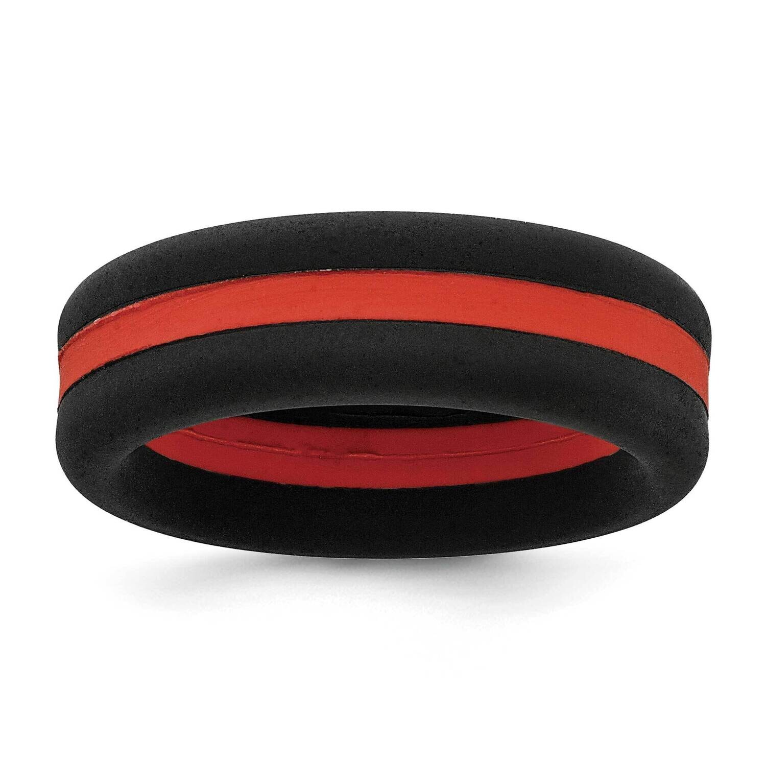 Silicone Black Red Line Center 7.5mm Flat BSize 11 SL104-BK_RD, MPN: SL104-BK_RD,