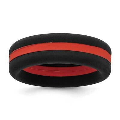 Silicone Black Red Line Center 7.5mm Flat BSize 11 SL104-BK_RD, MPN: SL104-BK_RD,