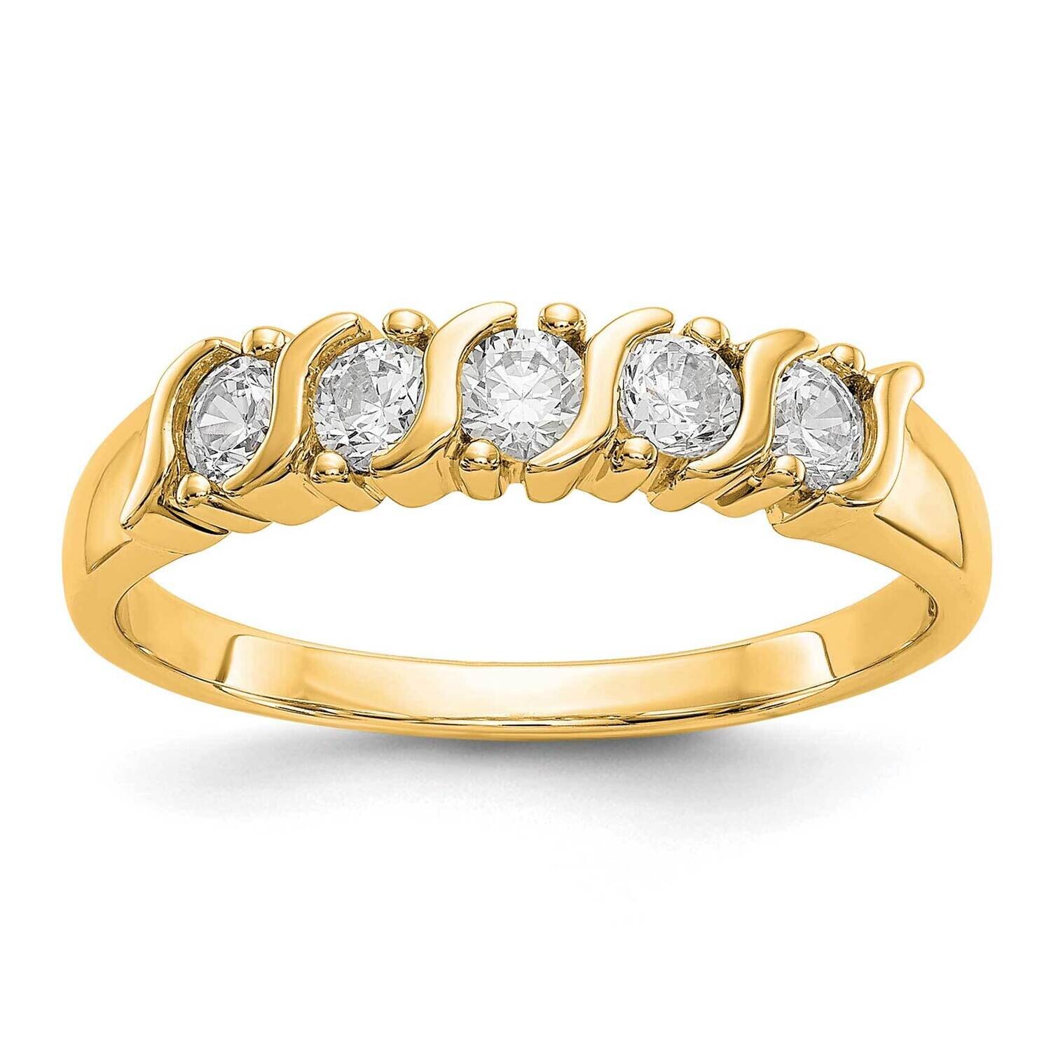5-Stone Prong-Set Holds 5-2.9mm Round Diamond Band Ring Mounting 14k Gold RM3290B-050-YAA