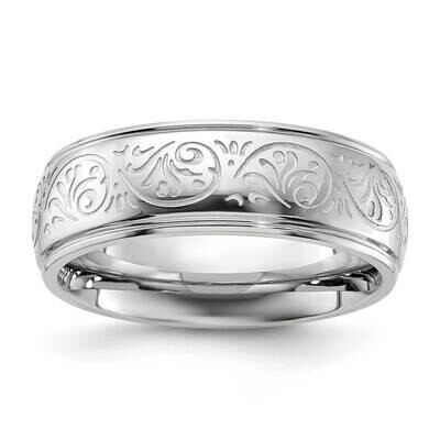 Chisel Polished Etched Design Ridged Edge 7.5mm Band Stainless Steel SR680, MPN: SR680, 883957723259