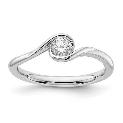 1/4 Carat 4.10 mm Half-Bezel Bypass Round Solitaire Engagement Ring Mounting 14k White Gold RM1955E…