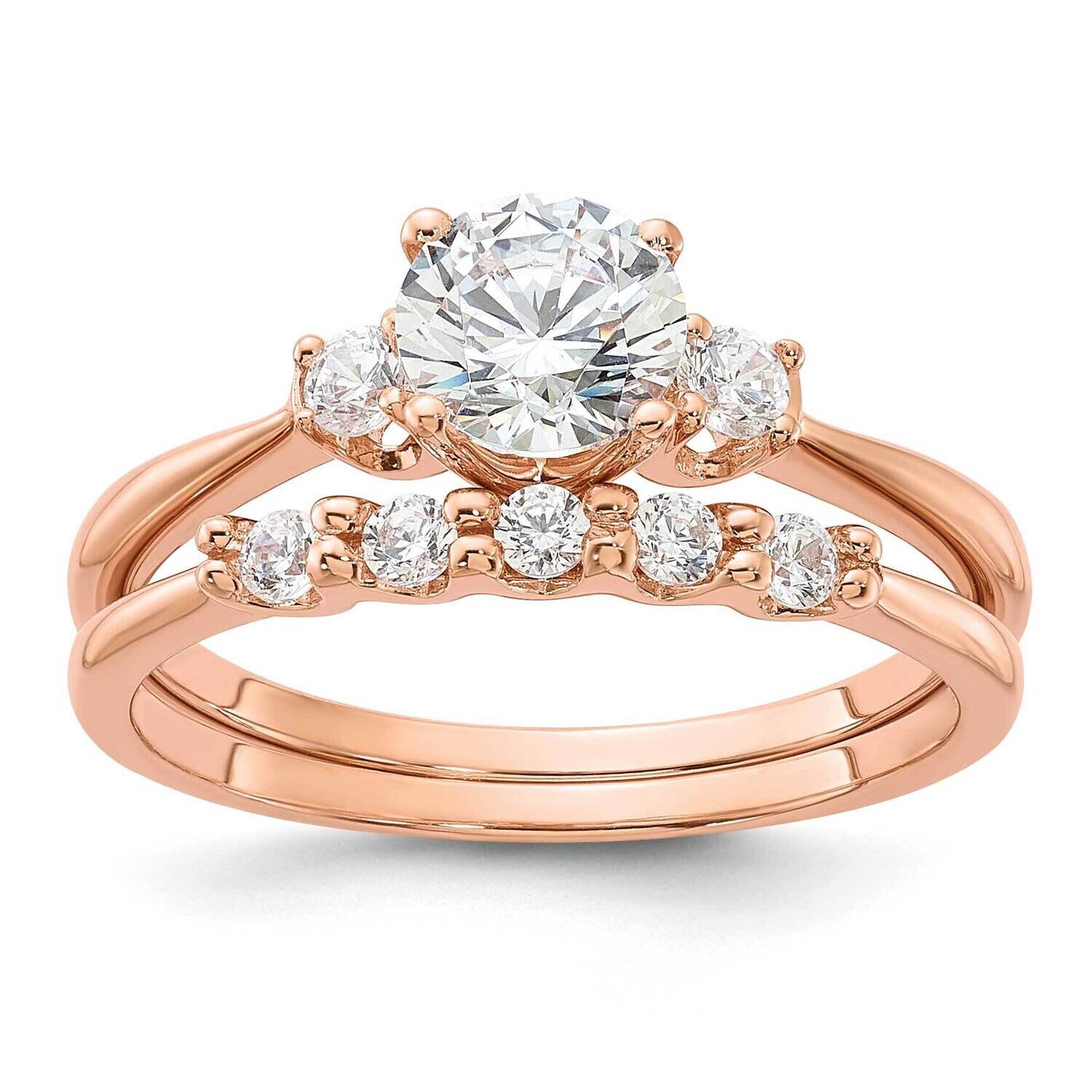 Rose Gold-Plated Polished CZ Engagement Ring BSet Sterling Silver QR7552RP, MPN: QR7552RP,