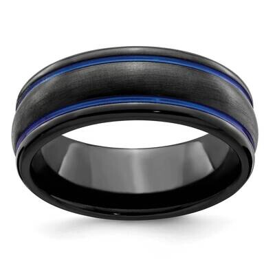 Edward Mirell Black Ti Scroll Pattern Blue Anodized 8mm Band EMR305 by Edward Mirell, MPN: EMR305, …