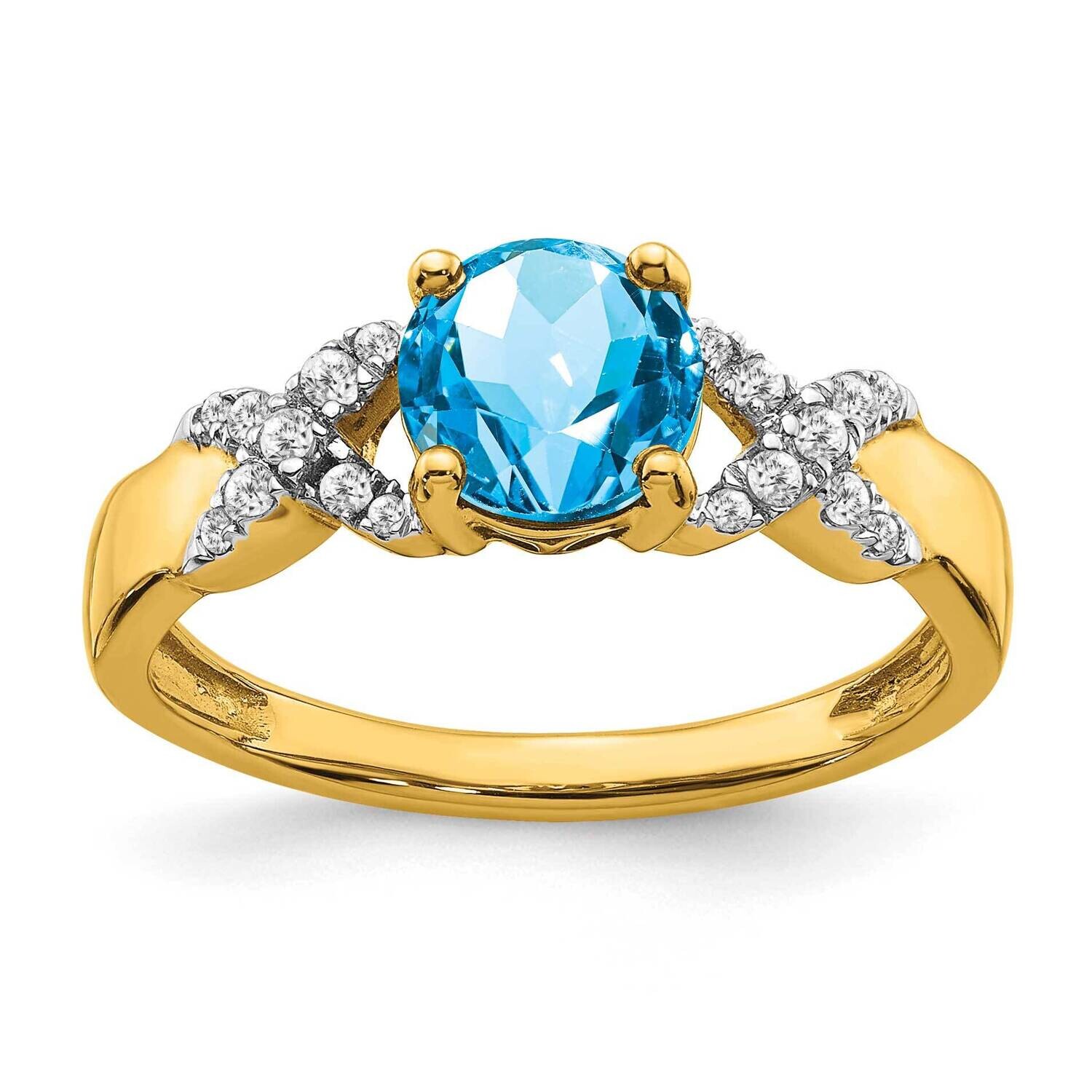 Blue Topaz Diamond Ring 14k Two-Tone Gold RM5983-BT-013-YWA, MPN: RM5983-BT-013-YWA, 886774557526