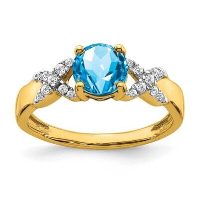 Blue Topaz Diamond Ring 14k Two-Tone Gold RM5983-BT-013-YWA, MPN: RM5983-BT-013-YWA, 886774557526