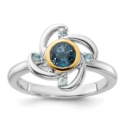 Shey Couture 14K Accent .69 London Blue Topaz .08 Swiss Blue Topaz Ring Sterling Silver Rhodium-Pla…