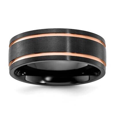 Chisel Black Zirconium Brushed Polished Rose Ip-Plated 8mm Band ZCR116 by Men&#39;s Jewelry and Accesso…