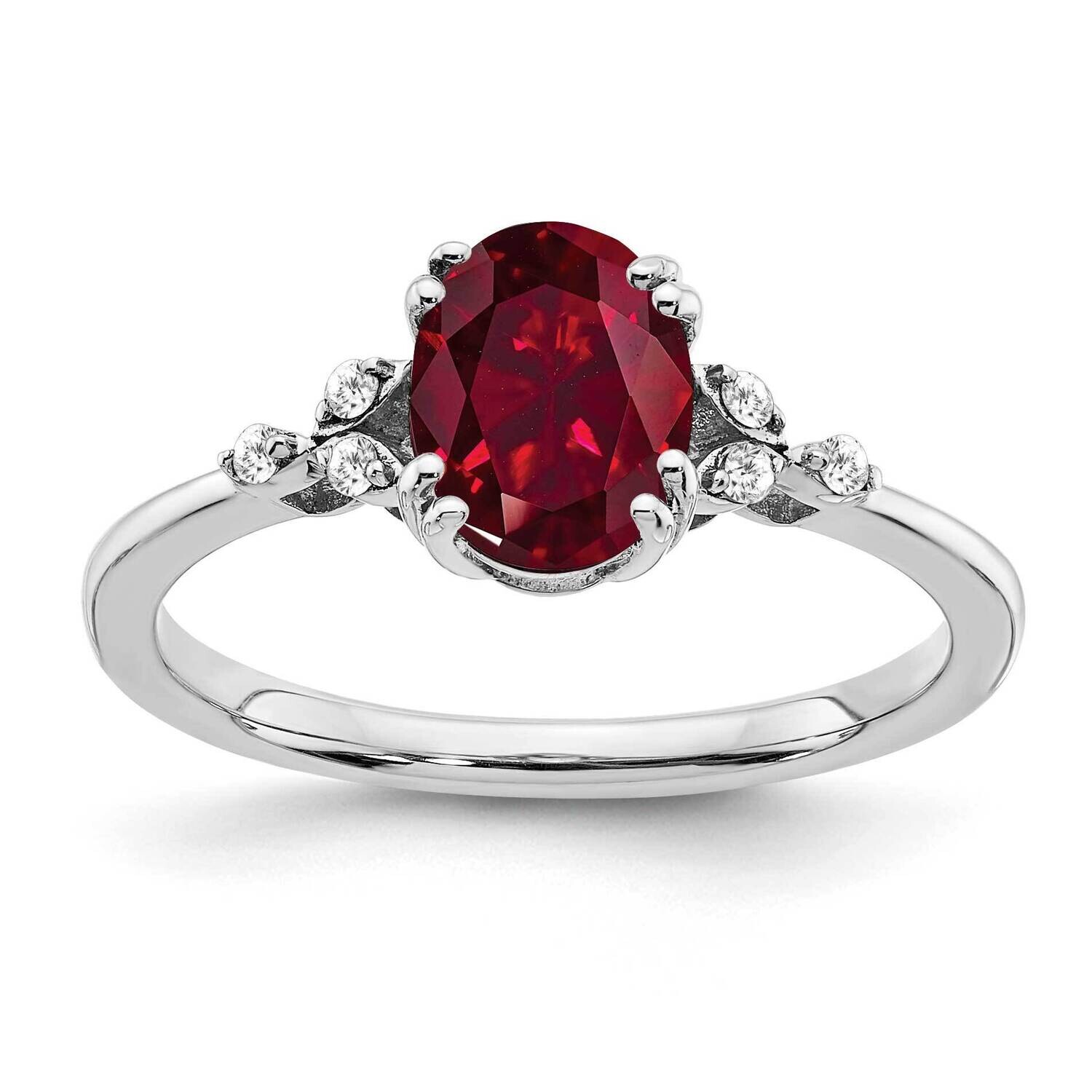Created Ruby Diamond Ring Sterling Silver Rhodium-Plated RM6029-CRU-006-SSA, MPN: RM6029-CRU-006-SS…