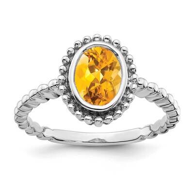 Oval Citrine Ring 10k White Gold RM7202-CI-W, MPN: RM7202-CI-W, 191101823480