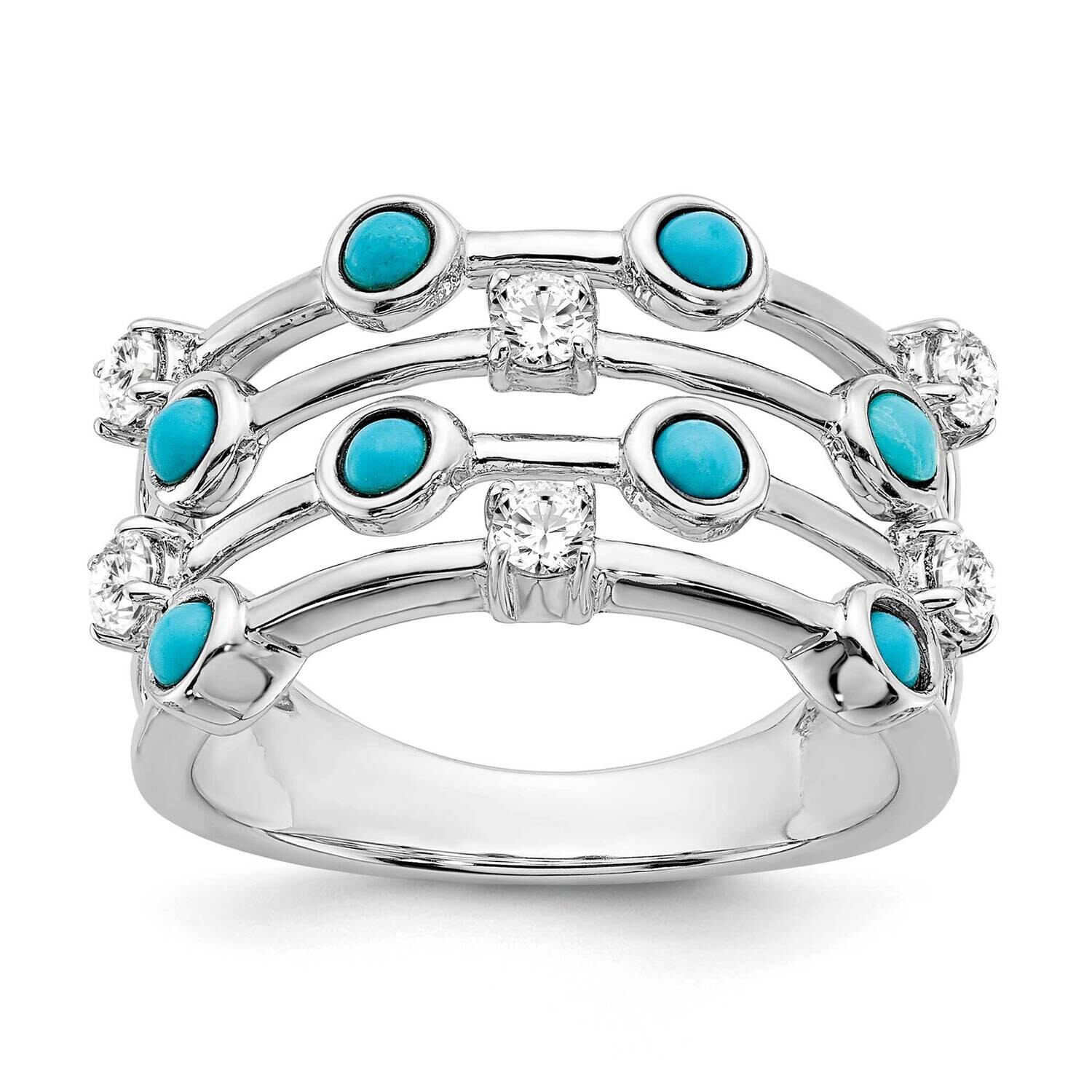 Turquoise White Topaz Ring 14k White Gold RM7419-BTQ-W, MPN: RM7419-BTQ-W,