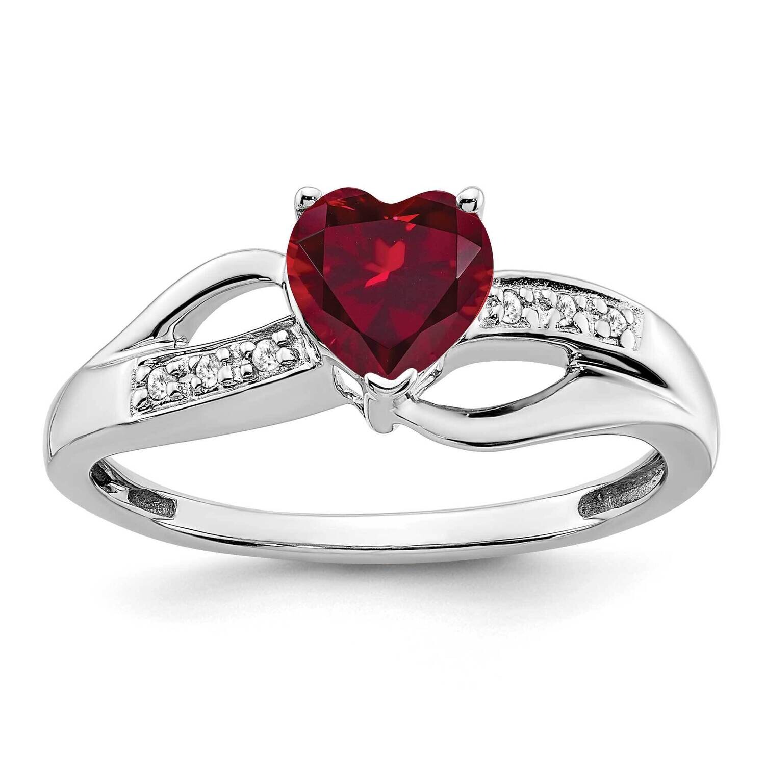 Created Ruby Diamond Heart Ring 14k White Gold RM7152-RU-003-WA, MPN: RM7152-RU-003-WA, 191101818080