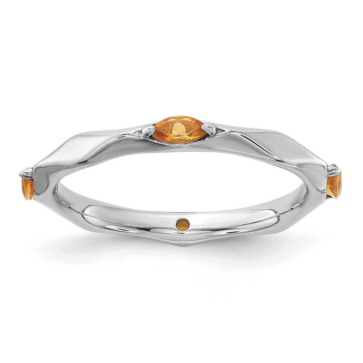 Stackable Expressions Rhodium-Plated Citrine Ring Sterling Silver QSK2238, MPN: QSK2238, 8839575613…