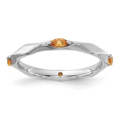 Stackable Expressions Rhodium-Plated Citrine Ring Sterling Silver QSK2238, MPN: QSK2238, 8839575613…