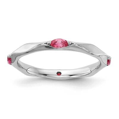 Stackable Expressions Rhodium-Plated Pink Tourmaline Ring Sterling Silver QSK2237, MPN: QSK2237, 88…