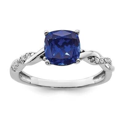 Created Sapphire Diamond Ring Sterling Silver Rhodium-Plated RM6004-CSA-005-SSA, MPN: RM6004-CSA-00…