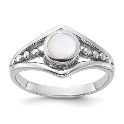 Polished Mother Of Pearl Ring Sterling Silver Rhodium-Plated QR7588, MPN: QR7588,