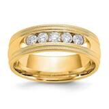 True Origin Men&#39;s 1/2 Carat Diamond Vs/Si D E F 5 Stone Double Milgrain Band 14k Gold RM3535B-050-1…