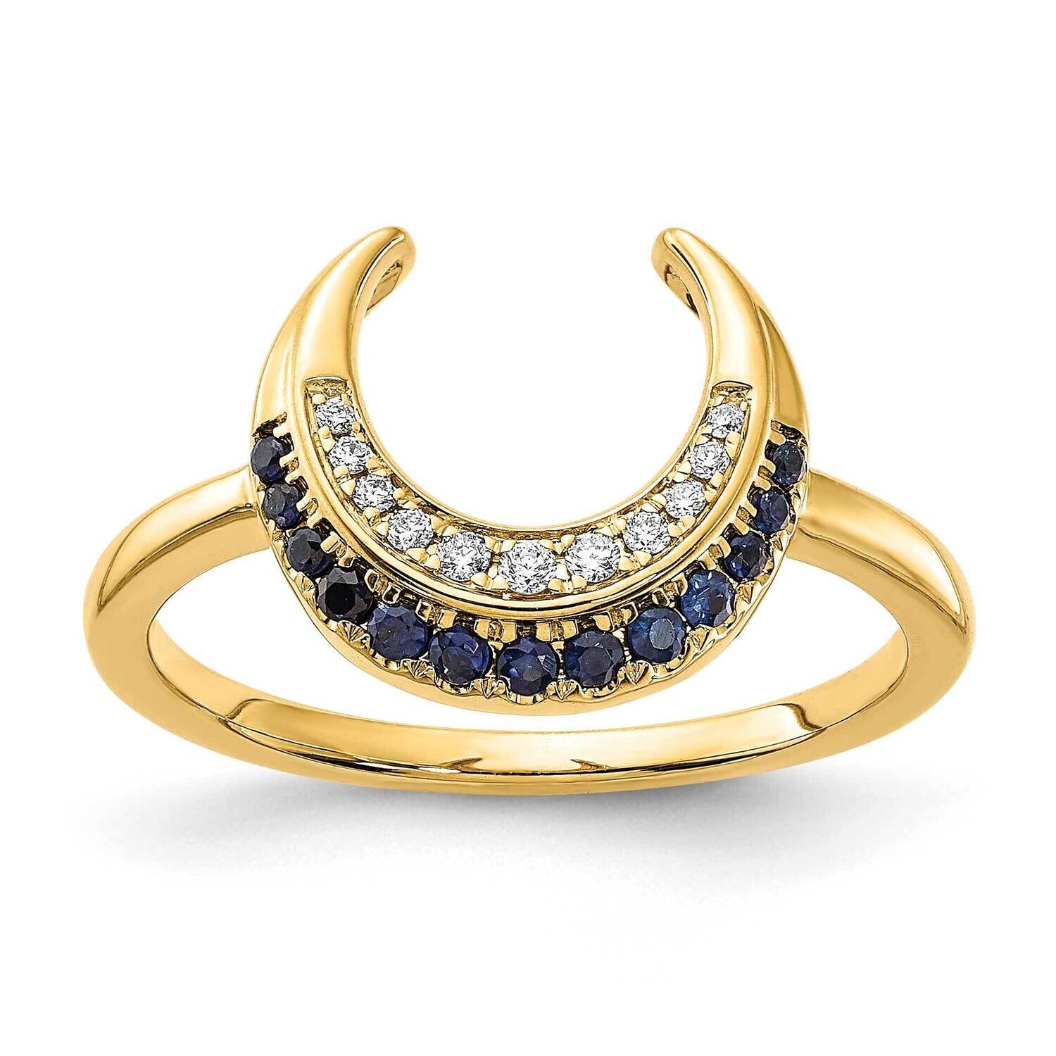 Sapphire Diamond Moon Ring 14k Polished Gold RM6847-SA-005-YA