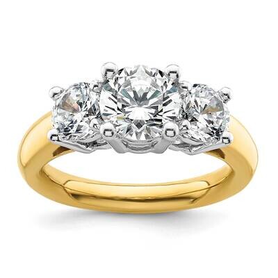 3-Stone Holds 1.5 Carat 7.5mm Round Center 2-5.8mm Round Sides Engagement Ring Mounting 14k Two-Ton…