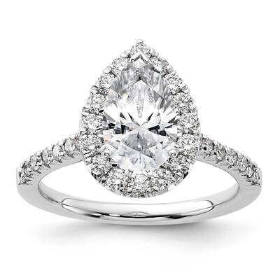 True Origin 5/8 Carat Diamond Vs/Si D E F Semi Mount Pear Halo Engagement Ring 14k White Gold RM206…