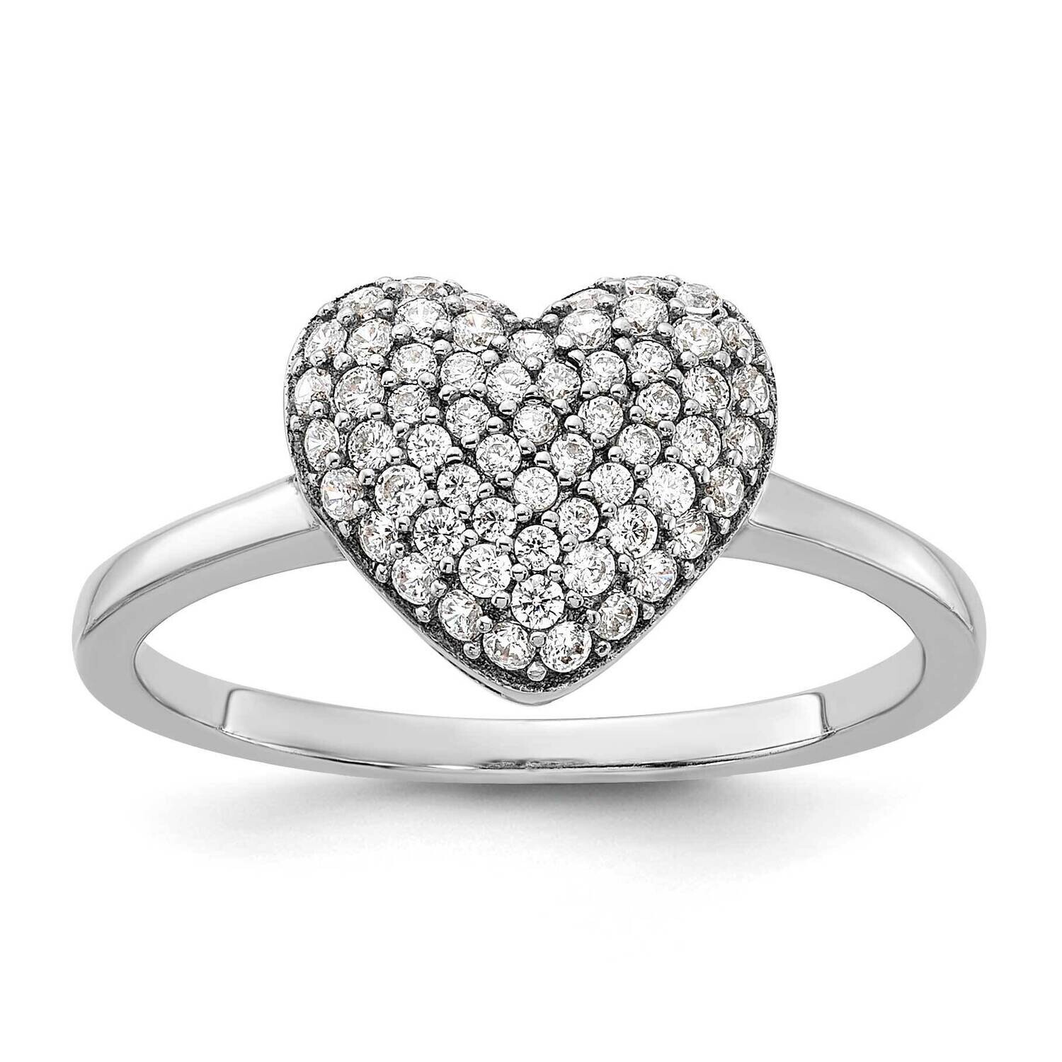 Pave CZ Heart Ring Sterling Silver Rhodium-Plated QR7477, MPN: QR7477,