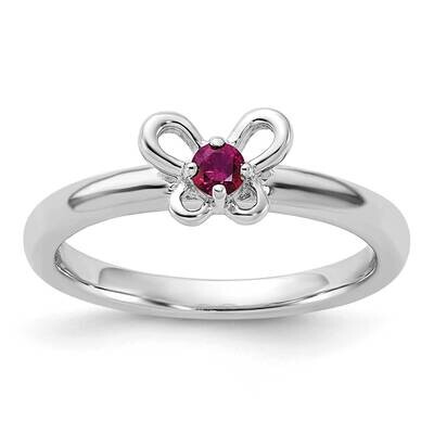 Stackable Expressions Created Ruby Ring Sterling Silver QSK1243, MPN: QSK1243,