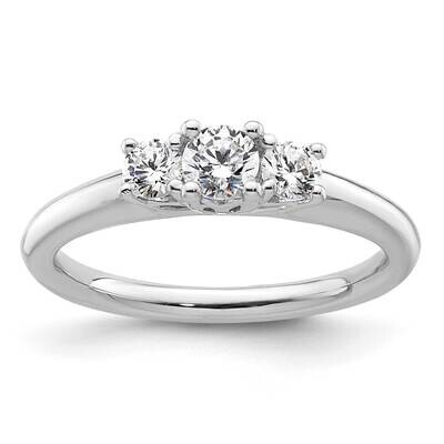 3-Stone Holds 1/4 Carat 4.10mm Round Center 2-3.2mm Round Sides Engagement Ring Mounting 14k White …
