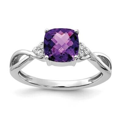 Checkerboard Amethyst Diamond Ring 14k White Gold RM4393-AM-006-WA, MPN: RM4393-AM-006-WA,