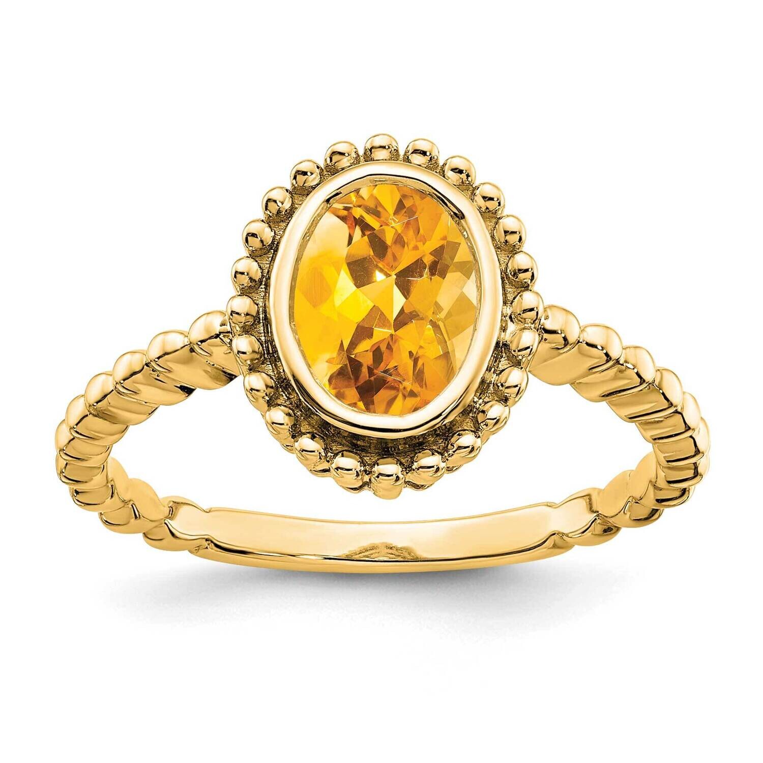 Oval Citrine Ring 14k Gold RM7202-CI-Y, MPN: RM7202-CI-Y, 191101823572