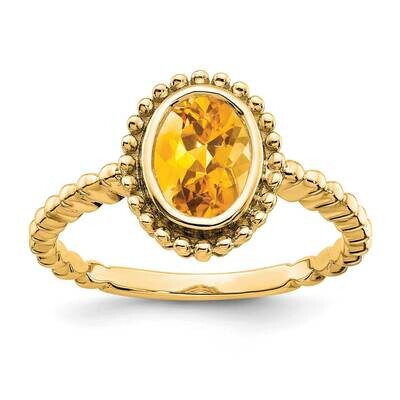 Oval Citrine Ring 14k Gold RM7202-CI-Y, MPN: RM7202-CI-Y, 191101823572