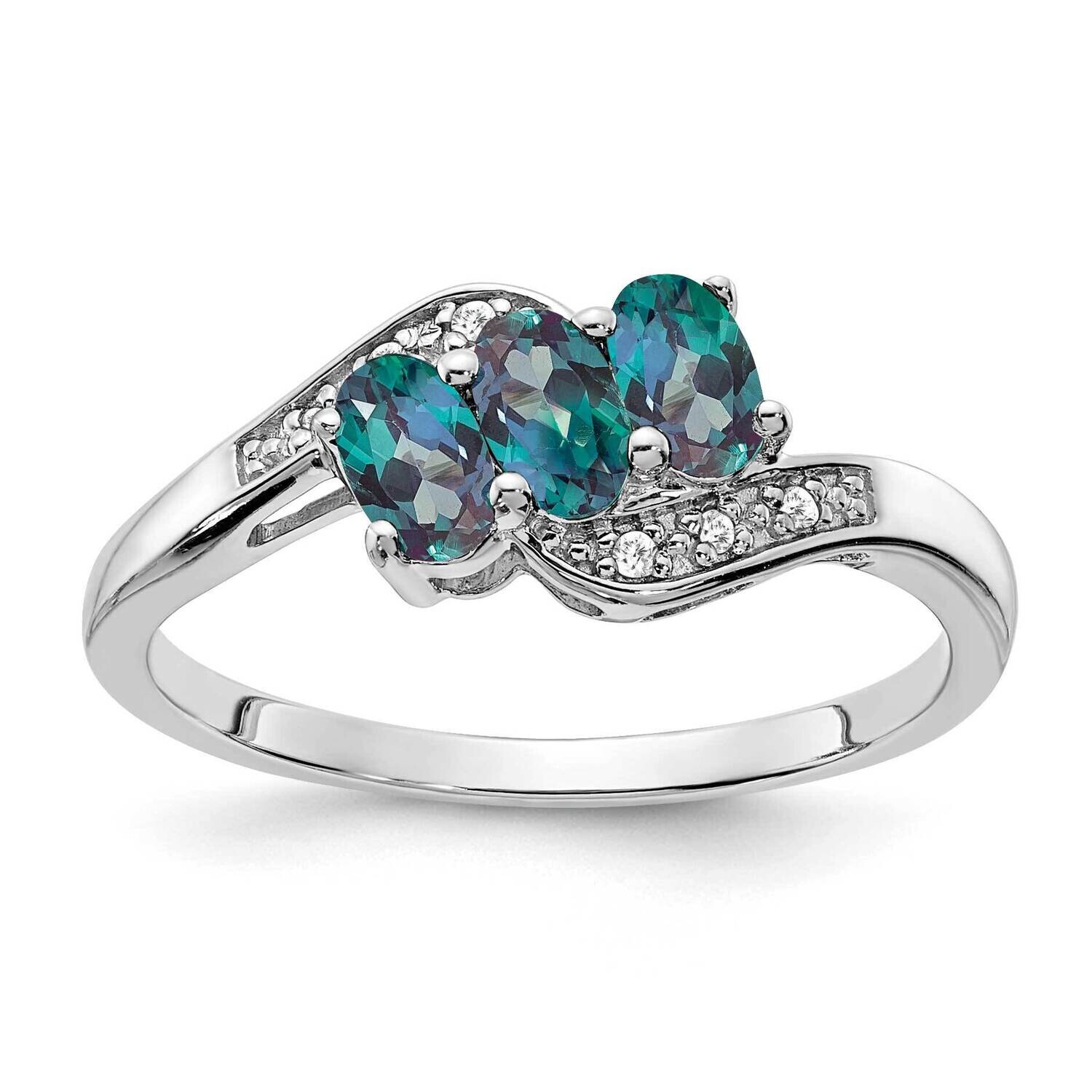 Created Alexandrite Diamond Ring Sterling Silver Rhodium-Plated RM7403-CA-003-SSA, MPN: RM7403-CA-0…