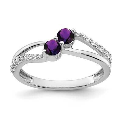 Amethyst Diamond 2-Stone Ring 14k White Gold RM7142-AM-016-WA, MPN: RM7142-AM-016-WA, 191101817243