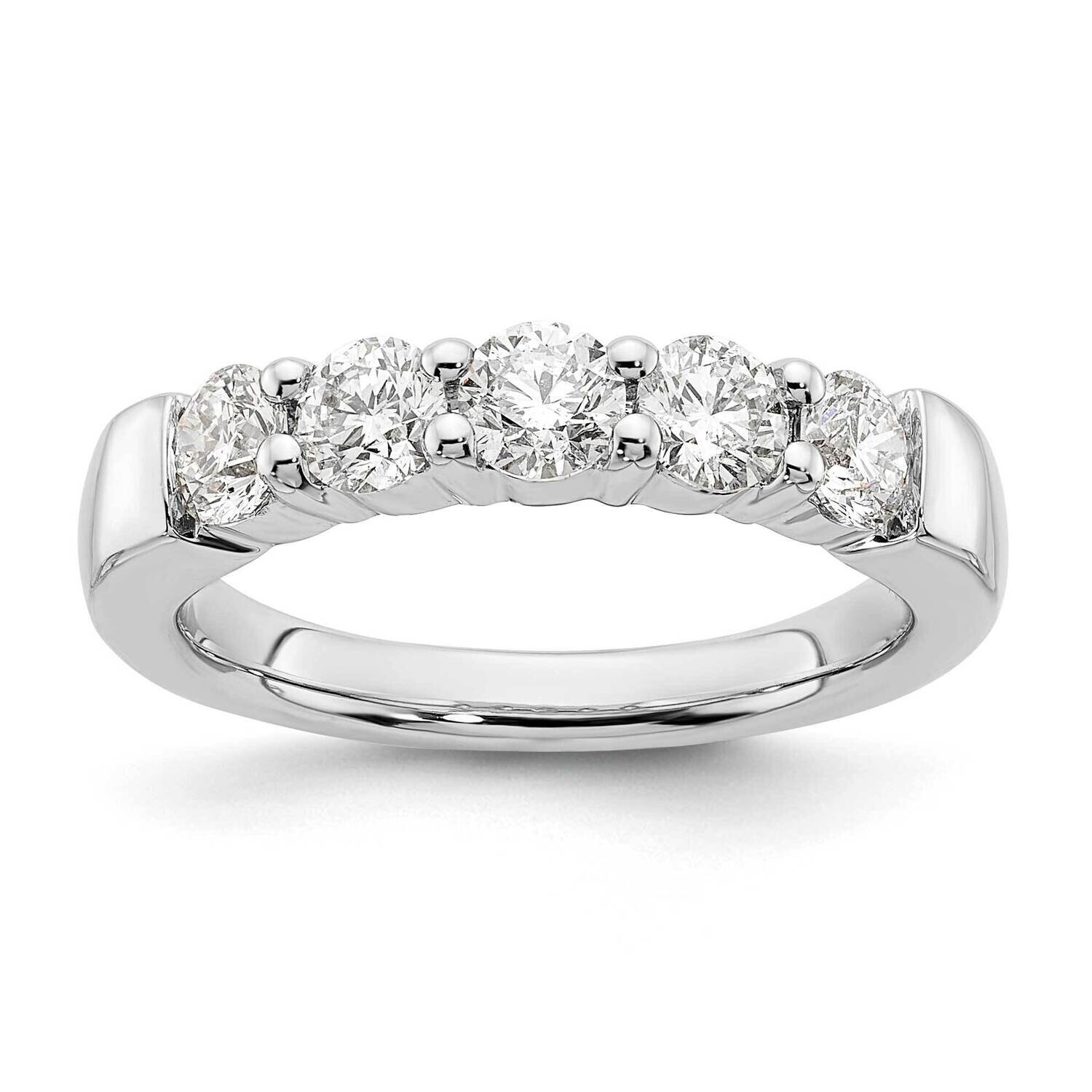 5-Stone Shared Prong Holds 5-4.1mm Round Diamond Band Ring Mounting 14k White Gold RM3175B-125-WAA,…