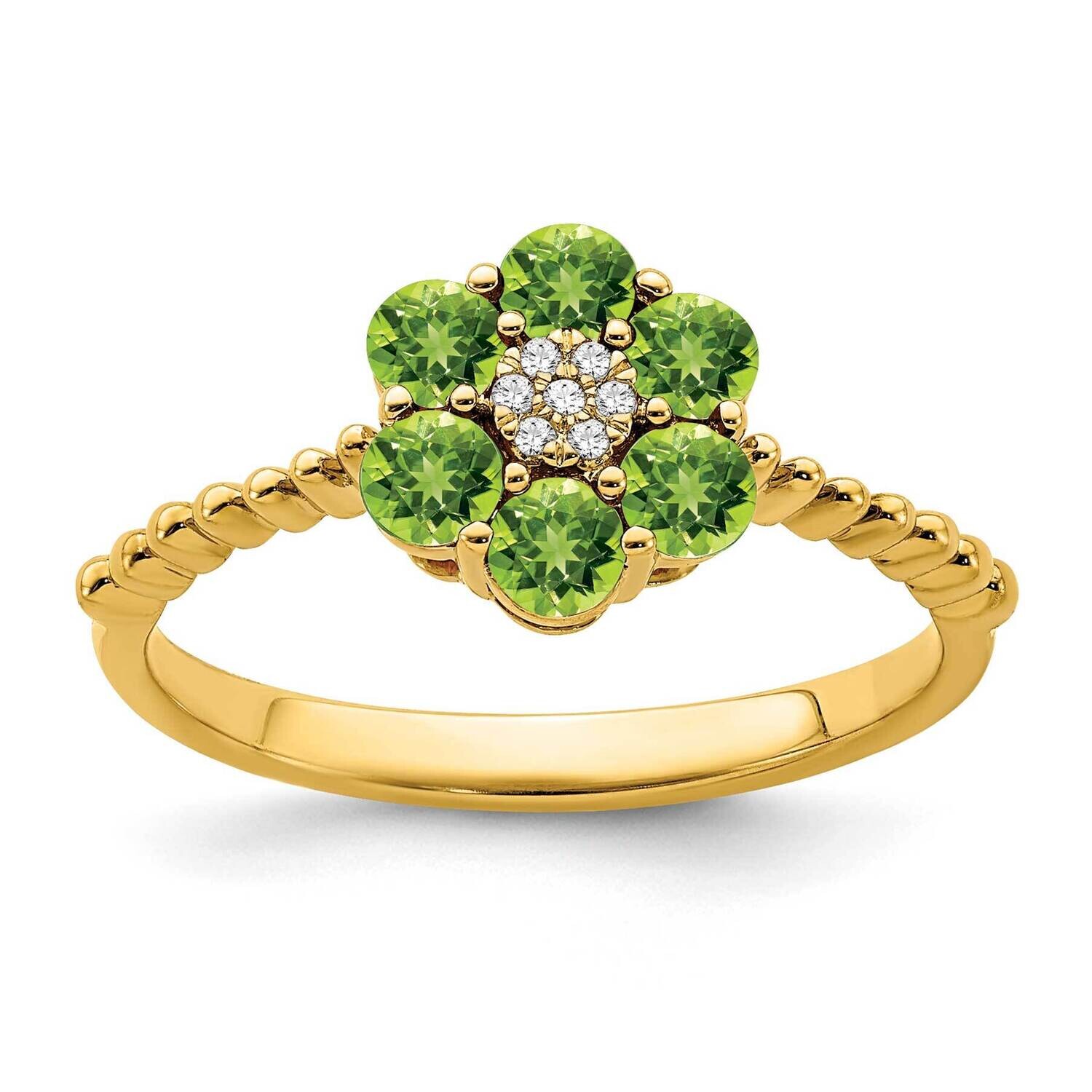 Peridot Diamond Floral Ring 14k Gold RM7191-PE-003-YA