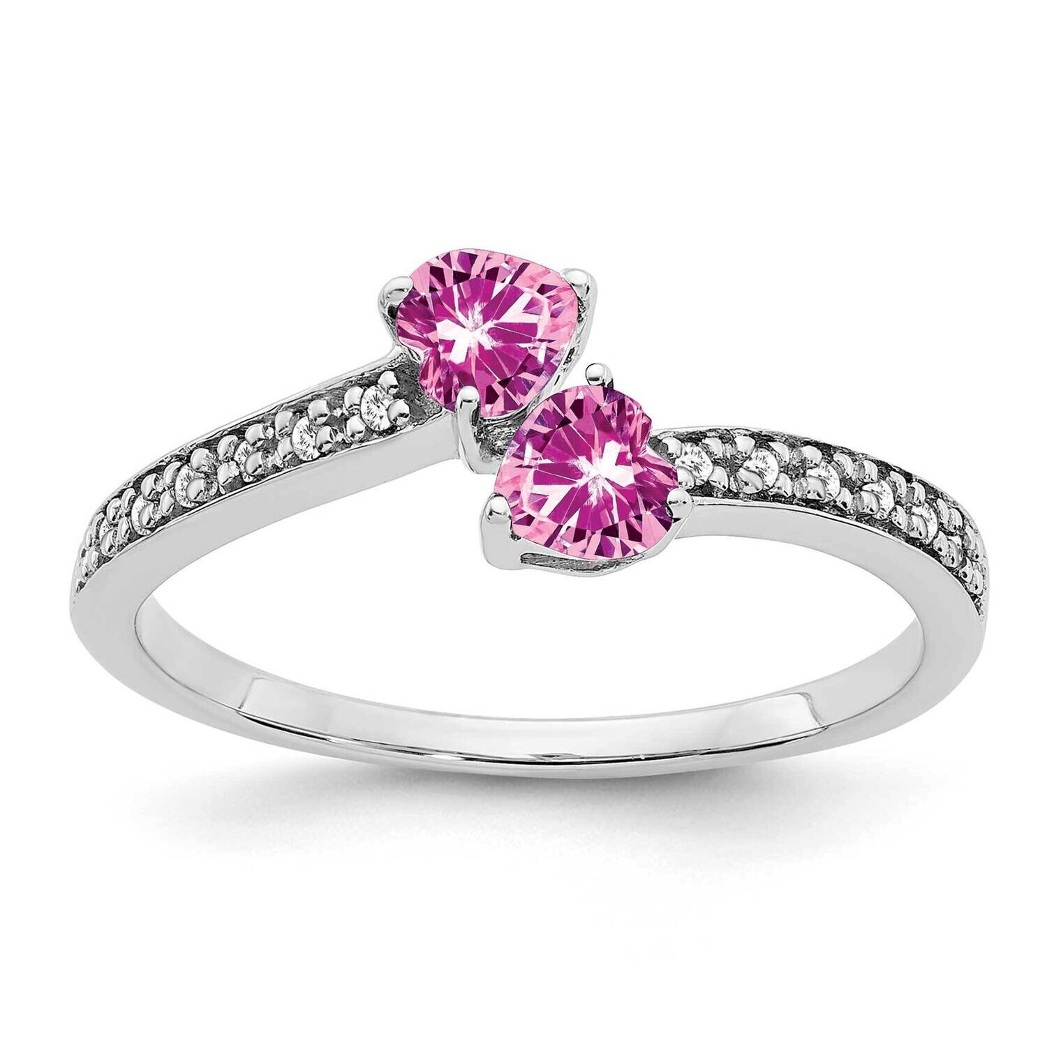 Created Pink Sapphire Diamond 2-Stone Heart Ring 14k White Gold RM7148-CPS-007-WA, MPN: RM7148-CPS-…