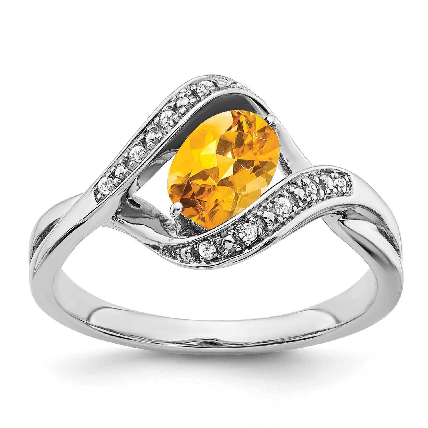 Oval Citrine Diamond Ring 14k White Gold RM5702-CI-005-WA, MPN: RM5702-CI-005-WA, 886774526911