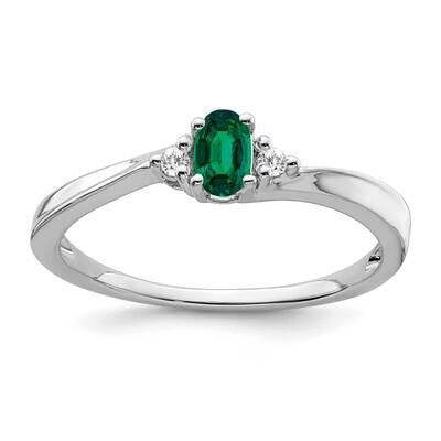 Created Emerald Diamond Ring 14k White Gold RM7405-CEM-004-WA, MPN: RM7405-CEM-004-WA,