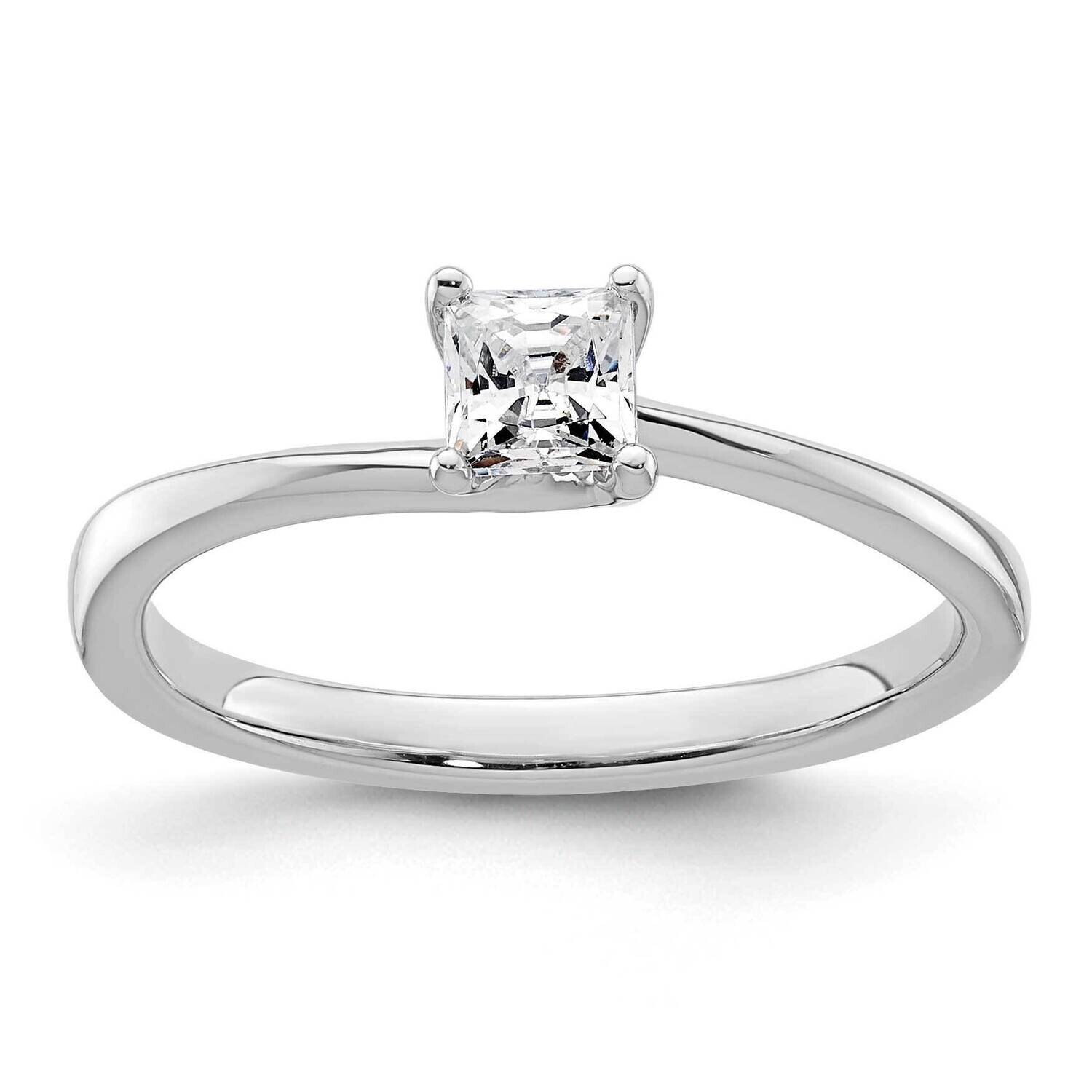 1/4 Carat 3.50mm 4-Prong Square Princess Solitaire Engagement Ring Mounting 14k White Gold RM1957E-…