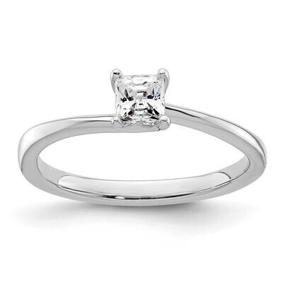 1/4 Carat 3.50mm 4-Prong Square Princess Solitaire Engagement Ring Mounting 14k White Gold RM1957E-…