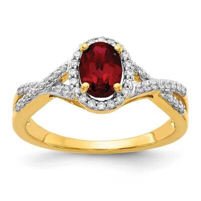 Diamond Created Ruby Oval Halo Ring 14k Gold RM5759-CRU-020-YAA, MPN: RM5759-CRU-020-YAA, 883957902…
