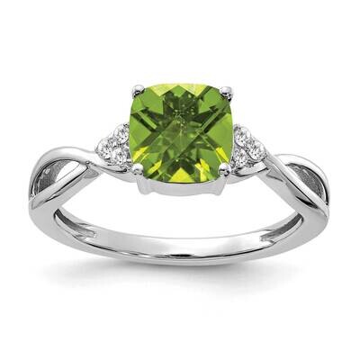 Checkerboard Peridot Diamond Ring 14k White Gold RM4393-PE-006-WA, MPN: RM4393-PE-006-WA,