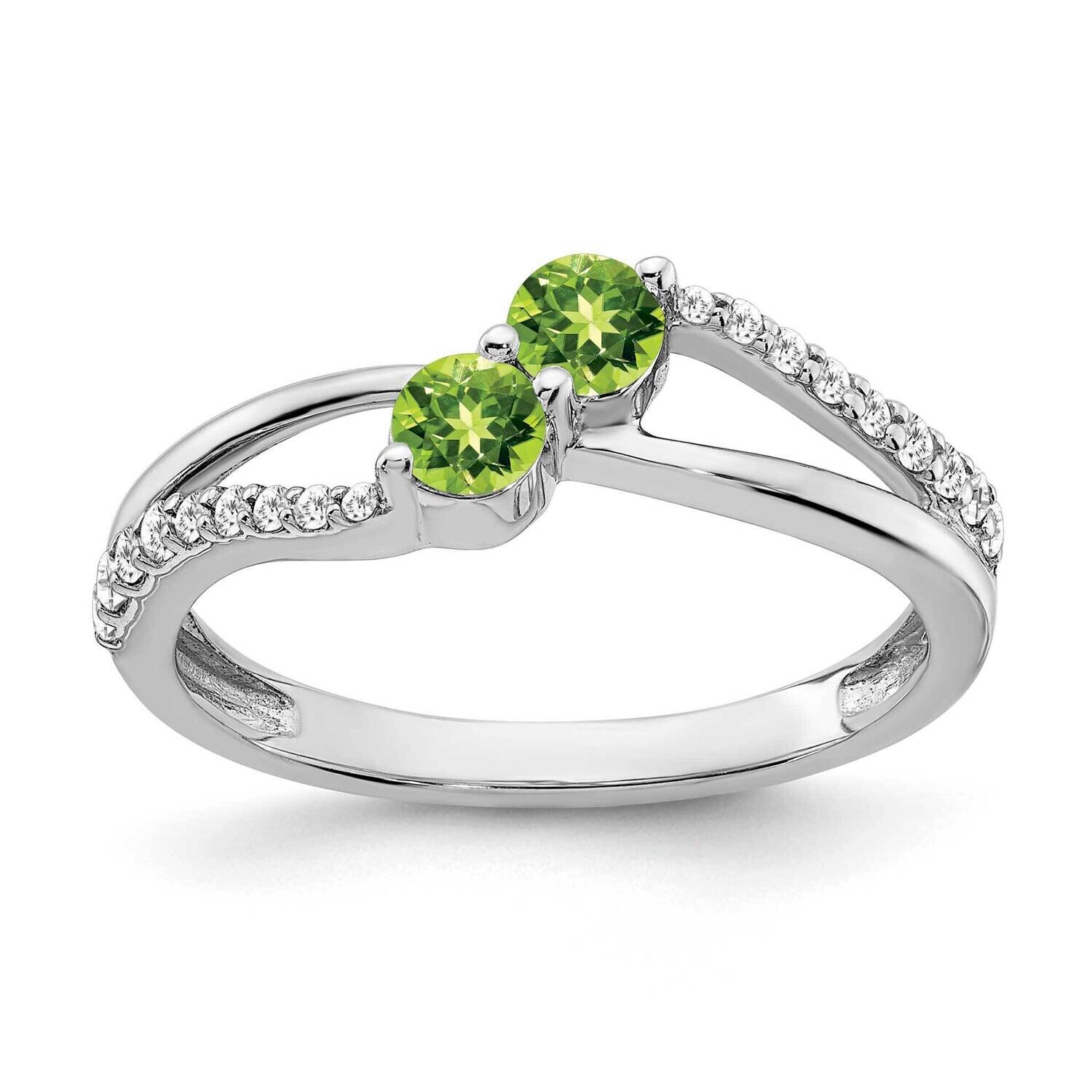 Peridot Diamond 2-Stone Ring 14k White Gold RM7142-PE-016-WA, MPN: RM7142-PE-016-WA, 191101817397