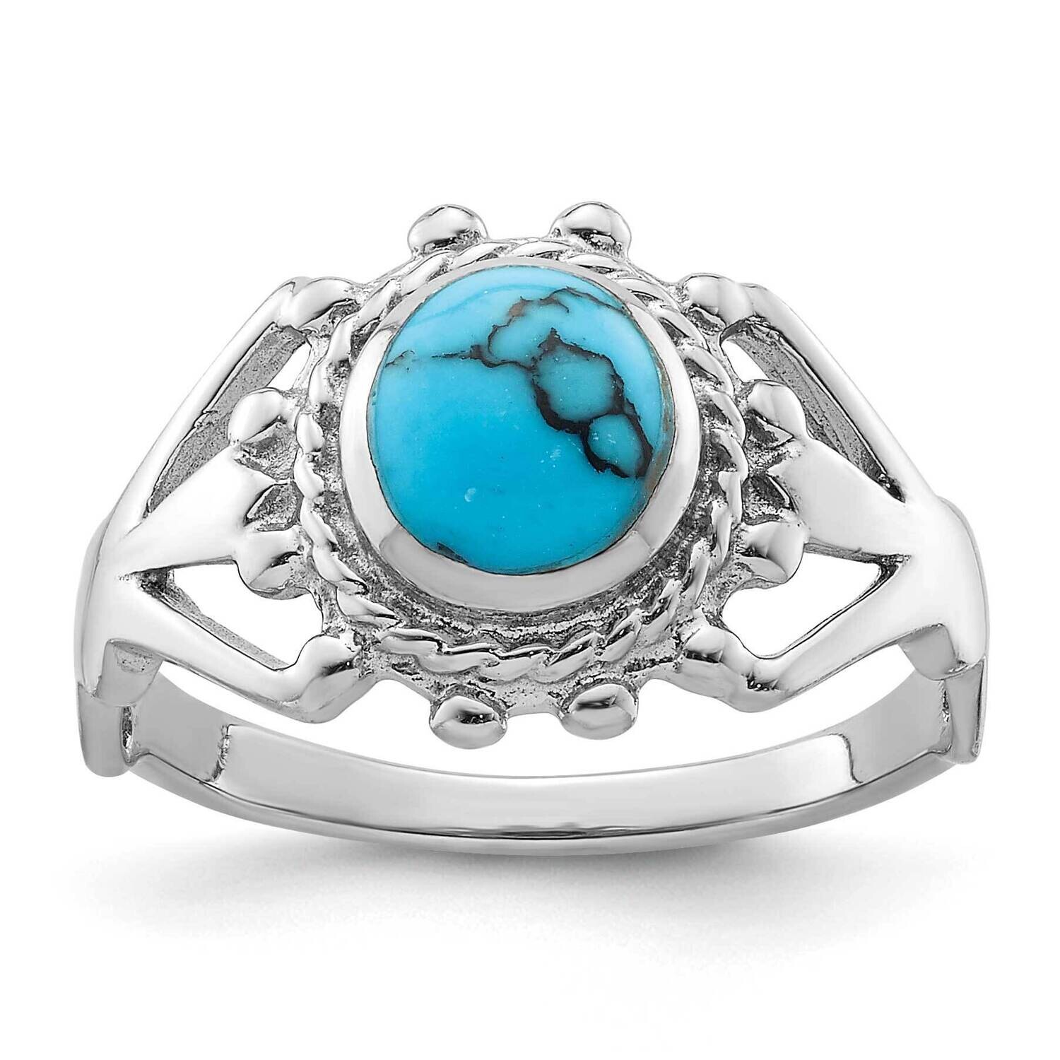 Reconstituted Turquoise Ring Sterling Silver Rhodium-Plated QR7592, MPN: QR7592,