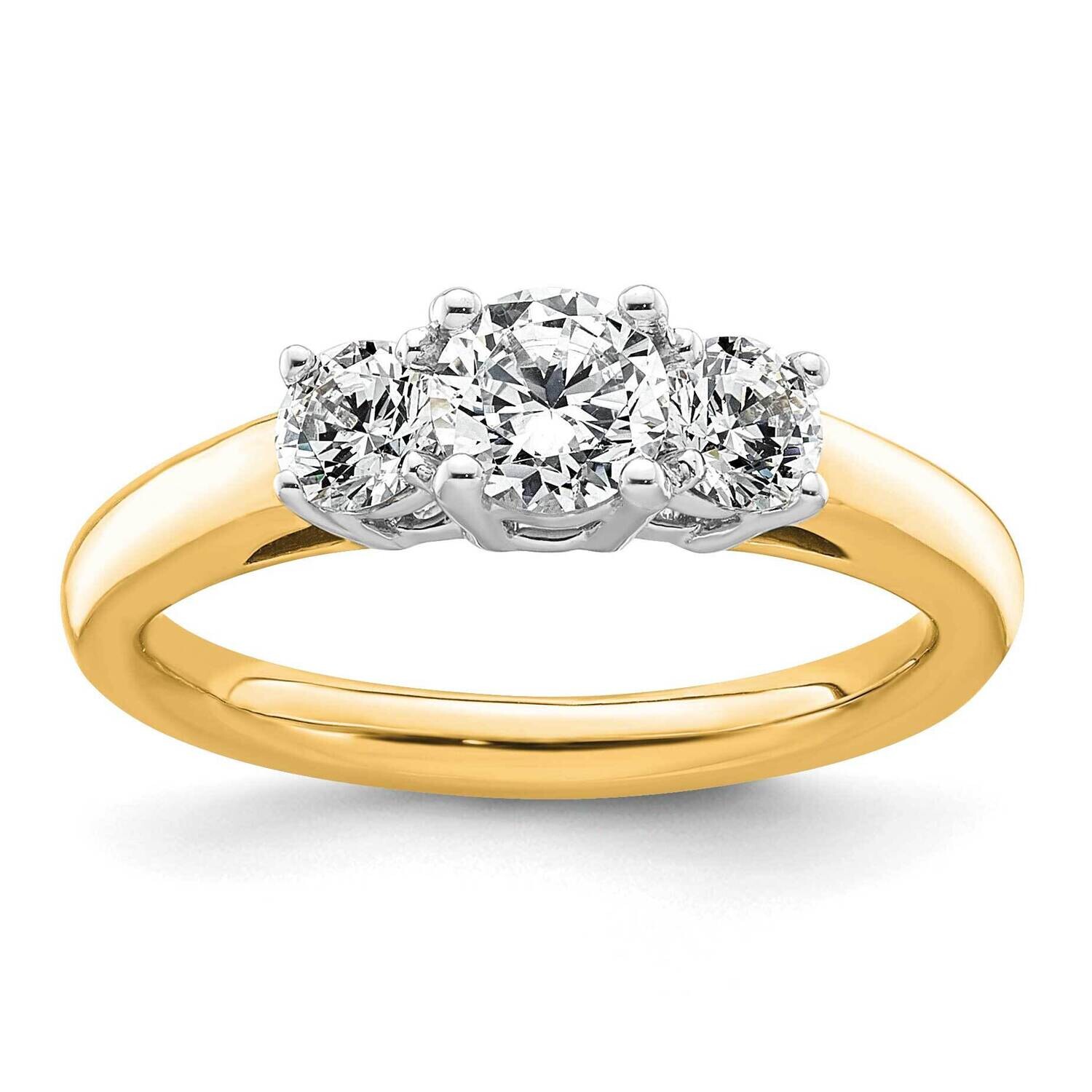 3-Stone Holds 1/2 Carat 5.2mm Round Center 2-4.1mm Round Sides Engagement Ring Mounting 14k Two-Ton…