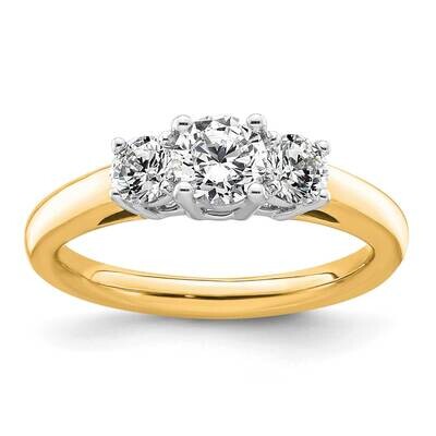 3-Stone Holds 1/2 Carat 5.2mm Round Center 2-4.1mm Round Sides Engagement Ring Mounting 14k Two-Ton…