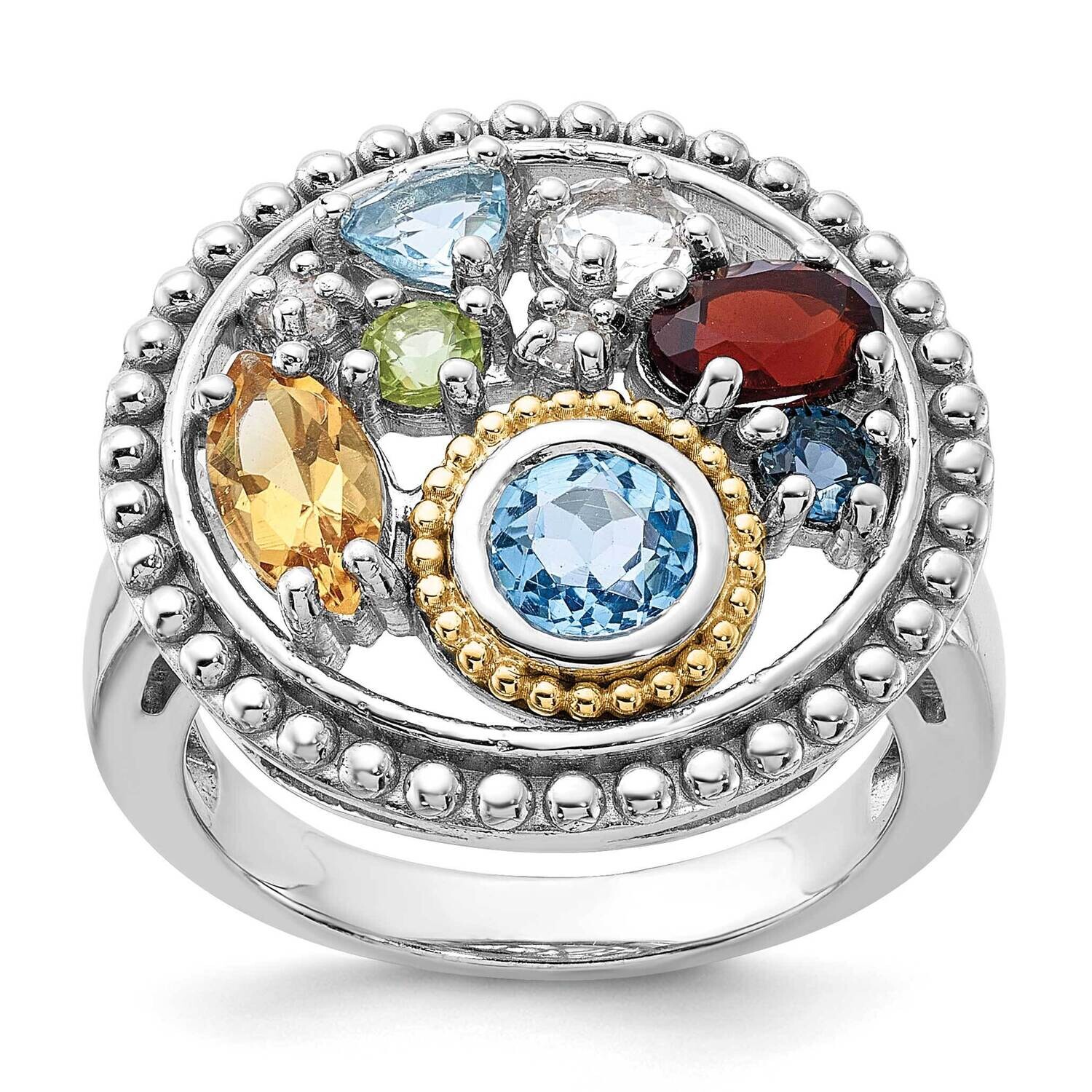 Shey Couture Sterling Silver Rh-Plated Accent .47Citrine/.93Swiss Blue Topaz/.15Light Blue Topaz/.1…