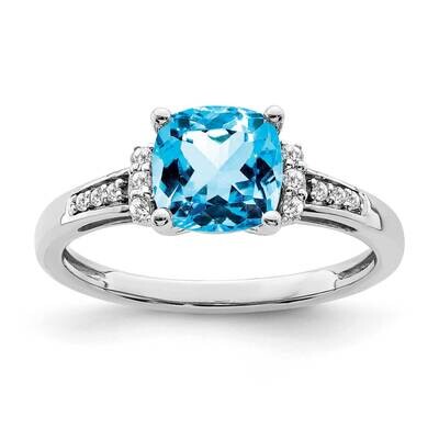 Cushion Blue Topaz Diamond Ring 14k White Gold RM6031-BT-009-WA, MPN: RM6031-BT-009-WA, 191101814273